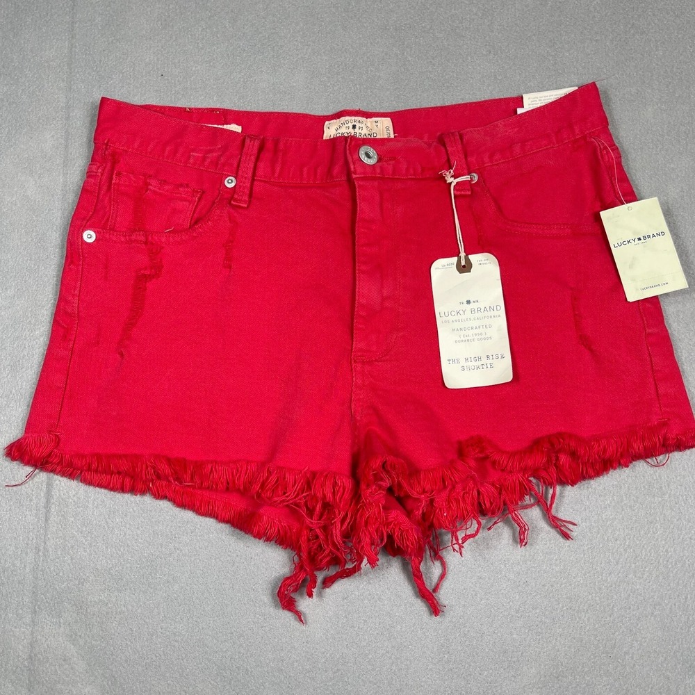 Lucky Brand Jean Shorts Women's Size 10 30 Red Cutoff The High Rise Shortie